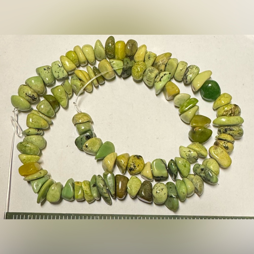 15” Long Strand of 8-9 mm Chrysoprase Chips (Nuggets/Beads) For Making Jewelry